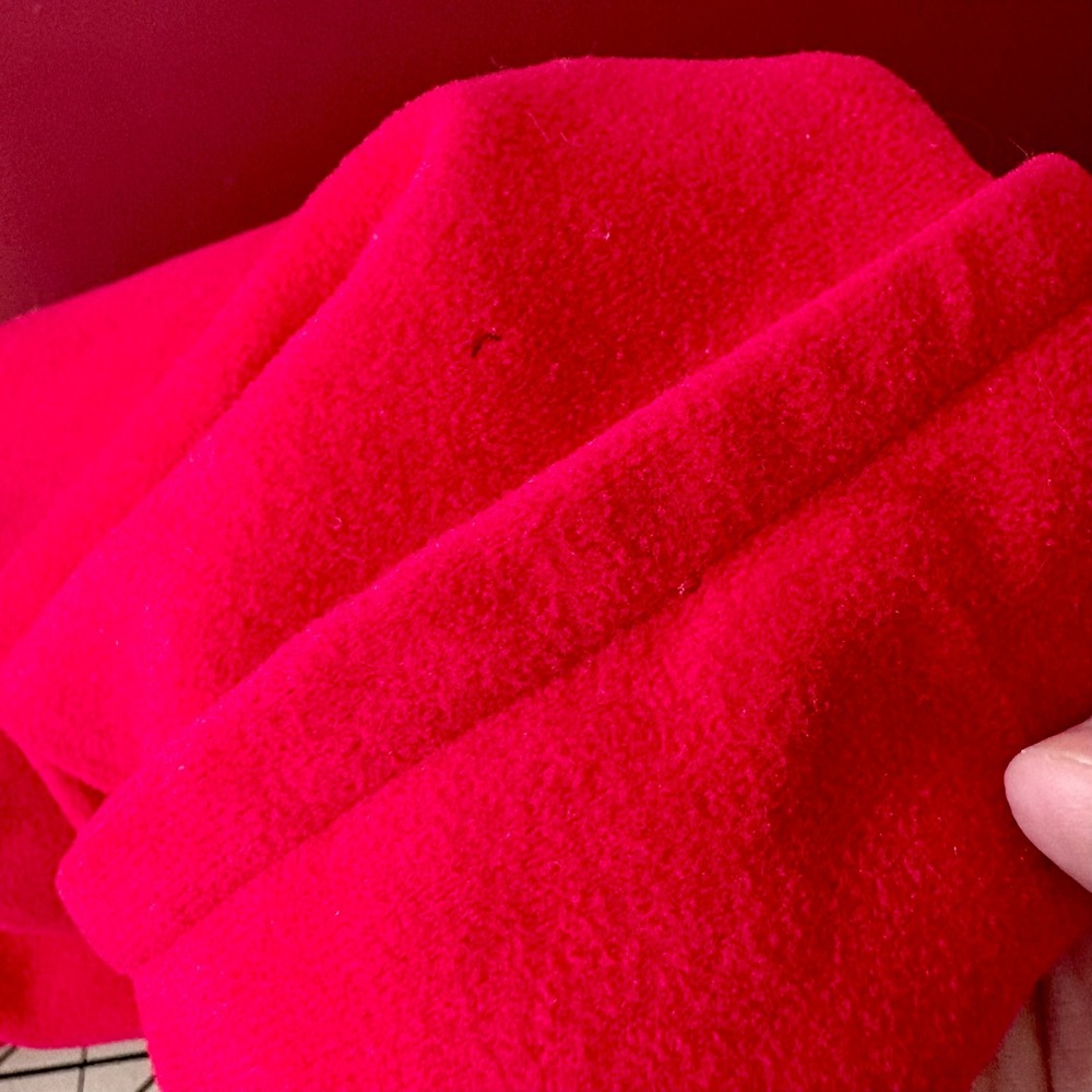 Vintage Vanity Fair Red Fleece Robe Long Belted Housecoat Made in USA 70s Funnel - Picture 8 of 13